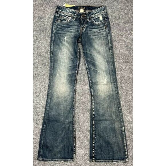 Silver Lola Flare Jeans Womens 24X33 Blue Stretch Original Curvy Fit Denim New - Picture 1 of 12